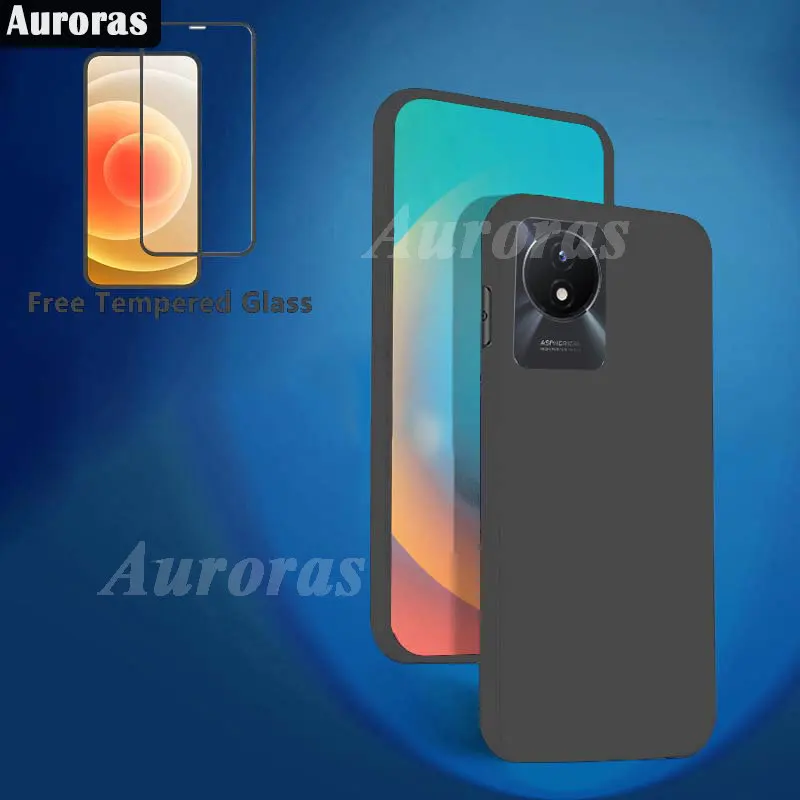 Auroras для VIVO Y02 Y16 чехол Полная защита Мягкий силиконовый матовый ударопрочный чехол для VIVO Y22 Y35 стеклянная пленка для экрана