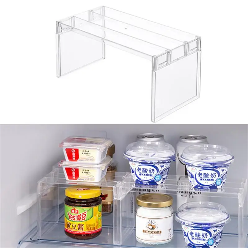 

Refrigerator Organizers Storage Rack Fridge Layered Separator Shelves Transparent Desktop Stand Save Space Kitchen Accessories