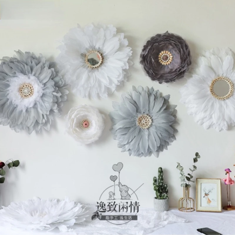 

Natural Feather Room Decoration Handmade DIY Wall Art Decor Macrame Hanging Tapestry Wall Hanging Decor Nordic Home Decoration