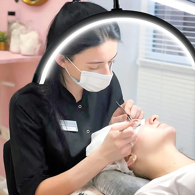 

Bi color Bedside Beauty Salon Eyebrow Floor Lamps Half Ring Led Moon Lash Light for Eyelash Beauty Tattoo Artists and Makeup