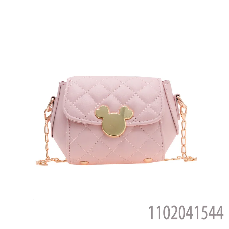 Disney Mickey Shoulder Bag for Girls Women with Chain Cartoon Solid Color Crossbody Bag Large Capacity Shopping Bag