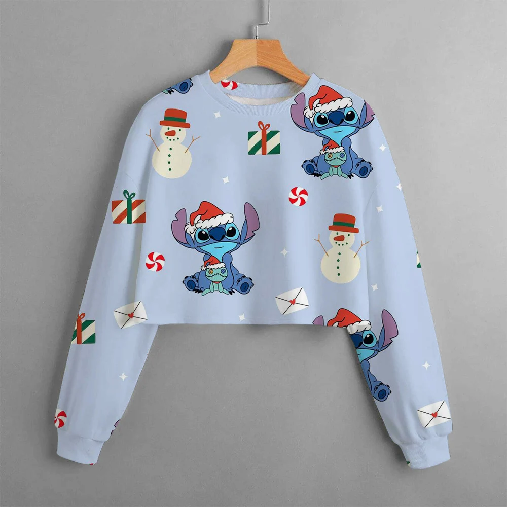 Christmas Knitted Girls' Sweatshirt Y2k Printed Long Sleeve Seam Loose Casual Round Neck Hoodie Top Costume