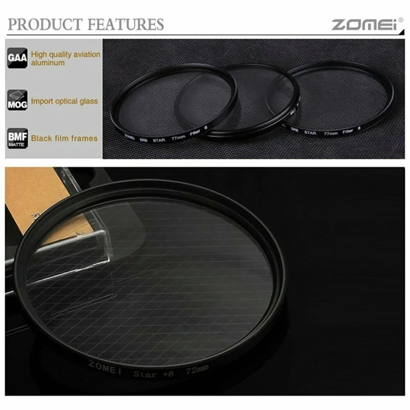 Звездный фильтр ночного видения ZOMEI 4/3 5-piont Filter Set 82 мм для Canon Nikon DSLR |
