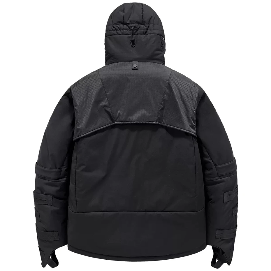 Winter Parka Men Techwear Thick Jacket Windbreaker Patchwork Design Hooded Cargo Jacket Coat Male Tactical Function Clothes