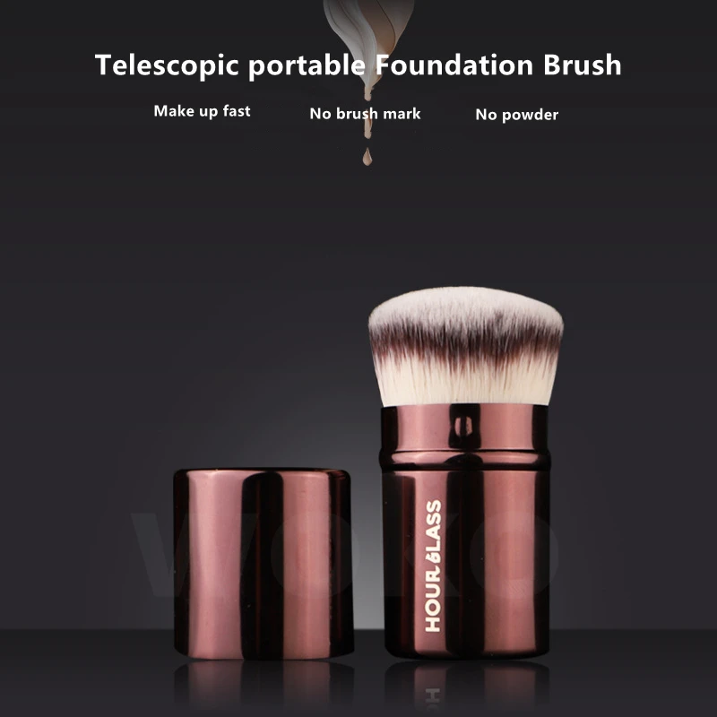 

Hourglass Retractable Kabuki Makeup Brushes Dense Synthetic Hair Short Sized Foundation Powder Contour Beauty Cosmetics Tools