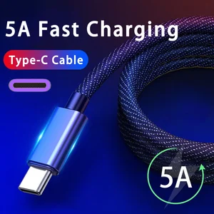 Woven Denim 66W 5A Fast Charging Type C Cable for Samsung Huawei Xiaomi Redmi POCO Mobile Phone Acce in India