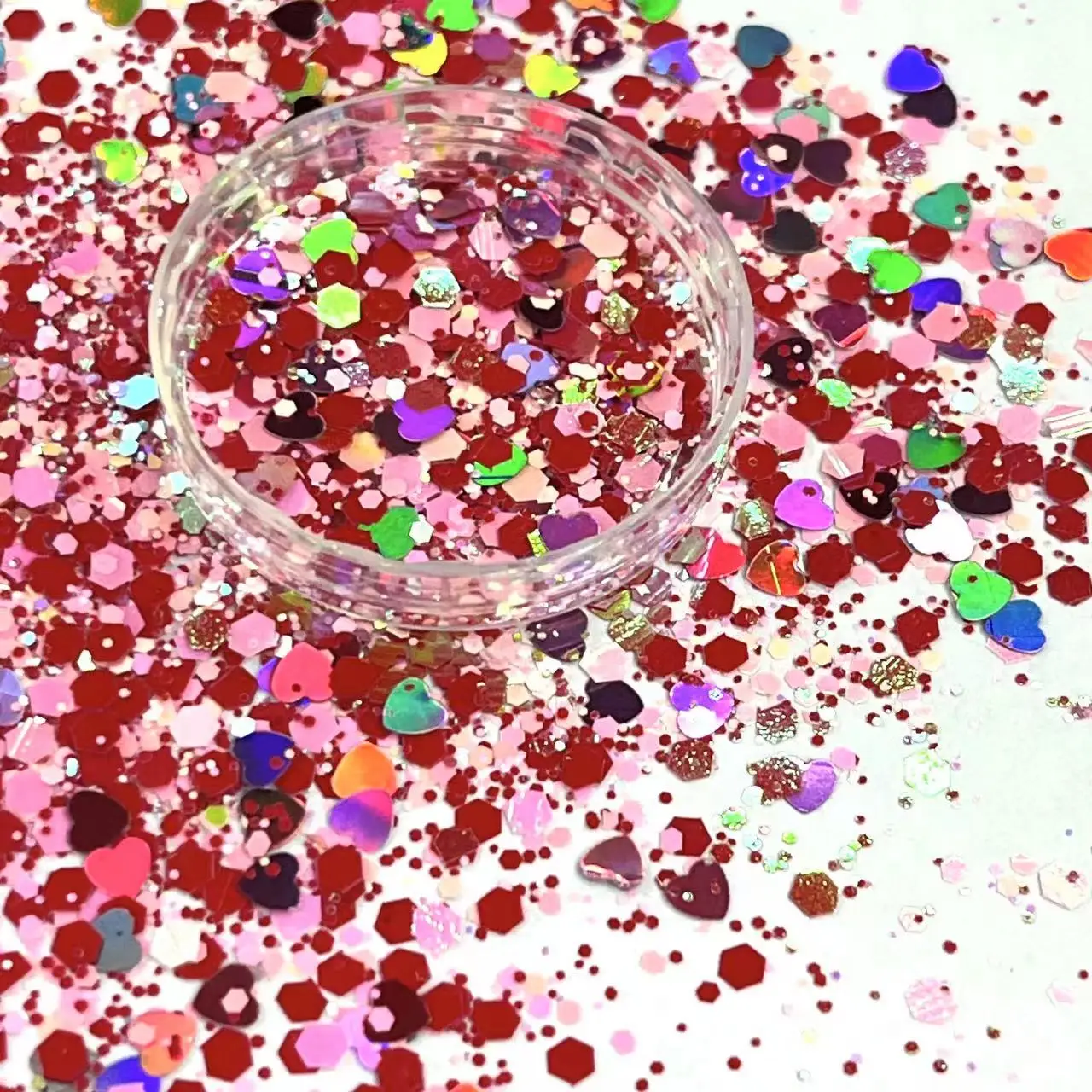 

50 г красные валентинки Любовь Сердце Блеск Розовый цвет Снежинка Блестки для дизайна ногтей слайм эпоксидная смола ремесла Искусство стака...