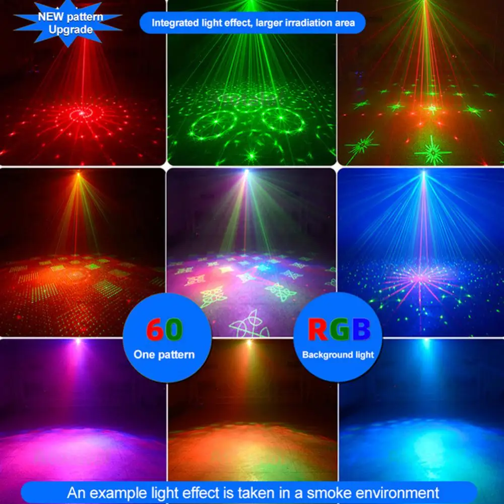

Mini LED Disco Stage Light USB Rechargeable RGB Laser Projection Lamp Wireless Controller Effect Lights Party DJ KTV Ball Lamp