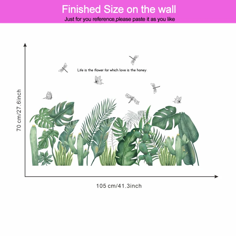 Зеленые листья Бабочка стрекоза наклейки на стену для магазина офиса украшение