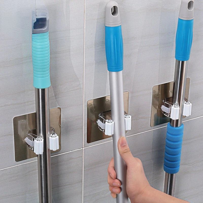 

Adhesive Multi-Purpose Hooks Wall Mounted Mop Organizer Holder RackBrush Broom Hanger Hook Kitchen bathroom Strong Hooks
