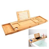 bathtub serving tray bamboo bath bridge useful storage rack shelf telescopic tablet holder for bathroom home 105x22x3cm