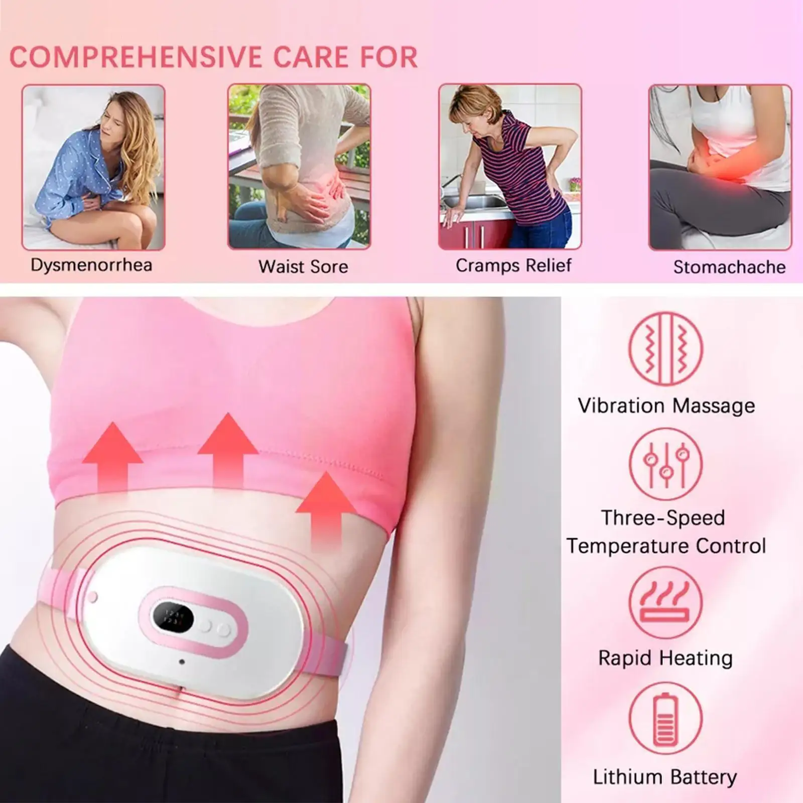 

Menstrual Heating Pad Warm Hot Waist Belt Relieve Menstrual Pain Hot Compress Massager For Woman Girl Belly Back Hea B3R1