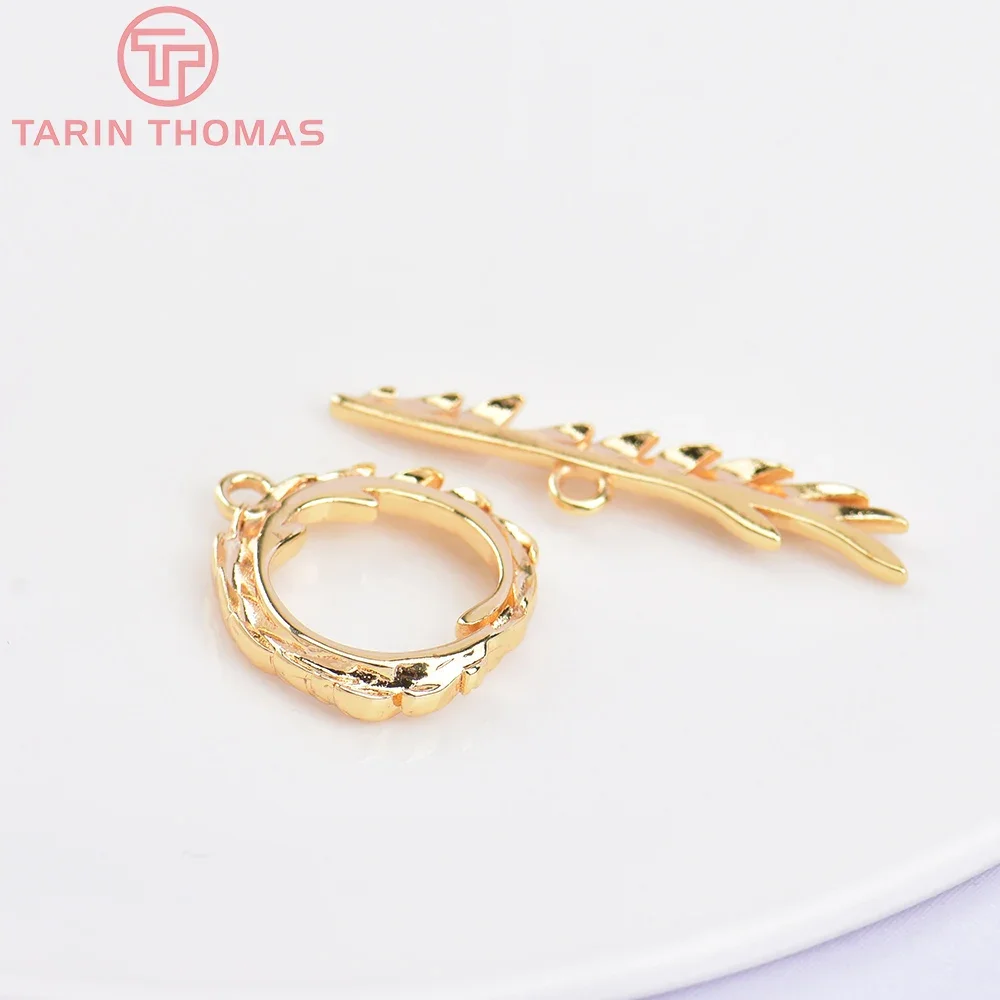 (5686) 6 компл. 16 мм 24-каратное золото латунный браслет с застежками-переключателями