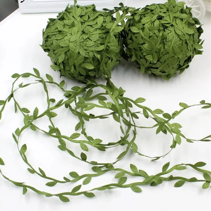 

10yards Silk Leaf-Shaped Handmake Artificial Green Leaves Home Decoration