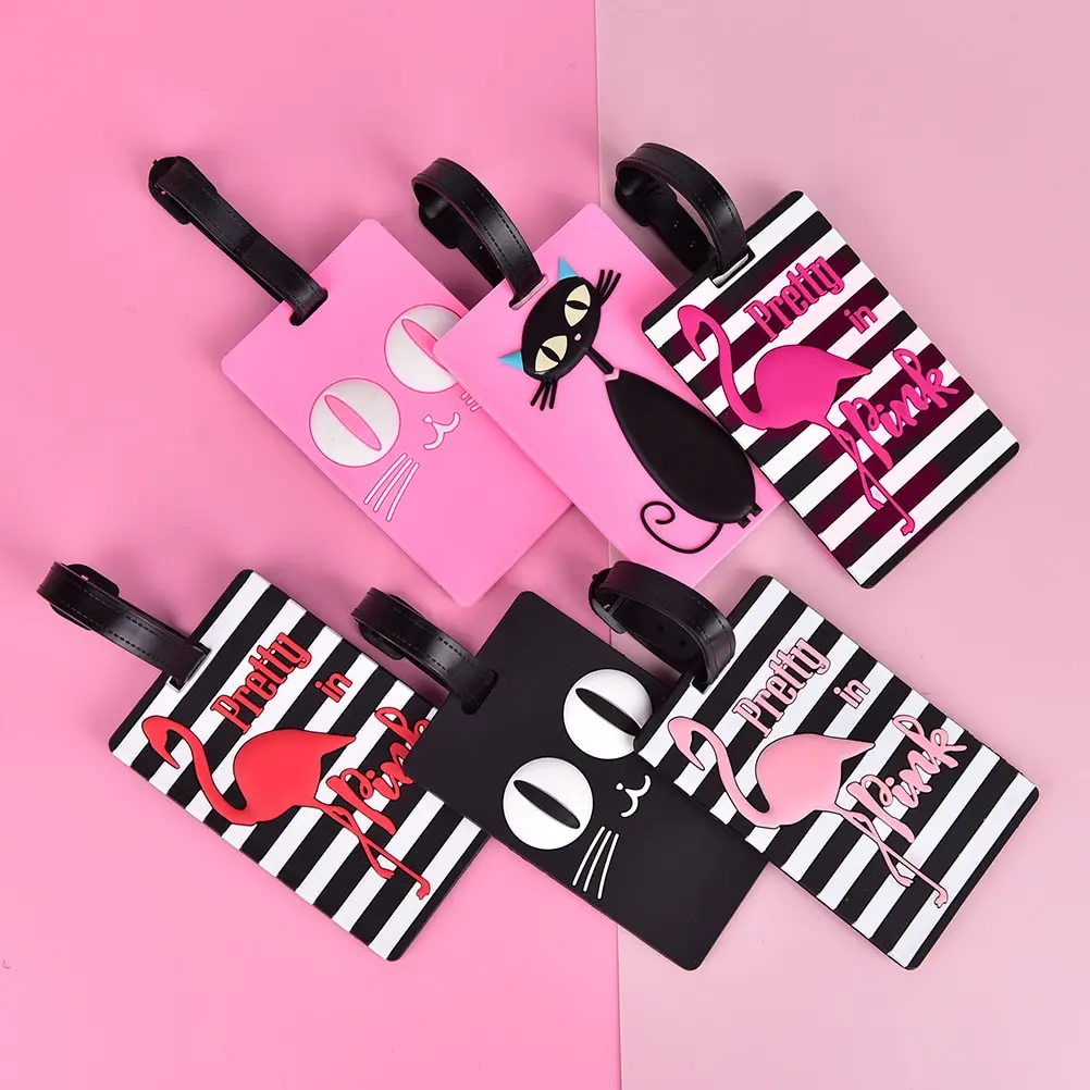 

Portable Cartoon Animal Flamingo Luggage Tag PU Leather Suitcase Label ID Address Holder Baggage Boarding Tag Travel Accessories