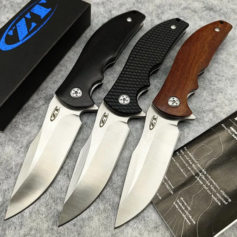 

Карманный складной нож ZT 0606 с шарикоподшипником для повседневного использования-9CR18, сатиновое лезвие, рукоятки из дерева/G10, тактический нож для выживания, охоты, фруктов
