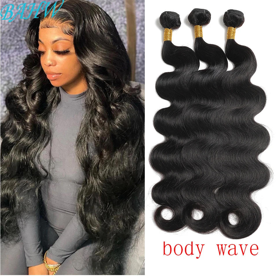 

BAHW Hair Peruvian Body Wave Bundles Remy Human Hair Extensions Natural Color Machine Double Weft 1-4 PCS Bundle Deals Body Wave