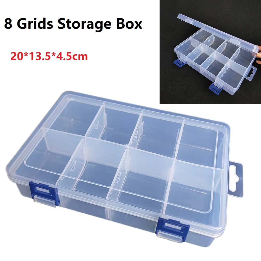 

8 Grids Compartment Plastic Storage Box 20X13.5X4.5cm Screw Component Transparent Box Case Organizer Multifunctional Tool Box