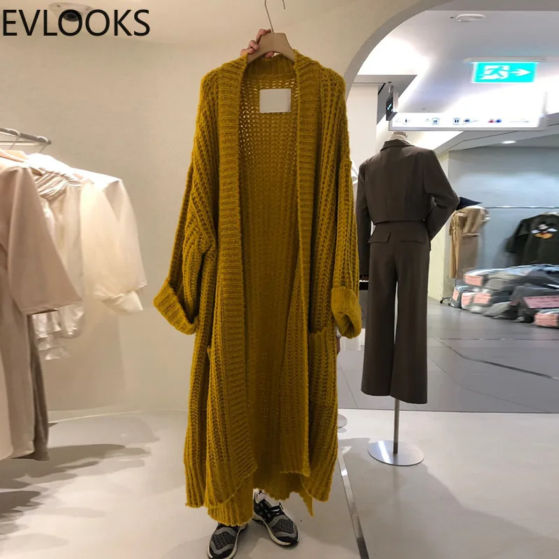 

Женский длинный вязаный свитер evlook, корейский Кардиган на осень и зиму, 2022