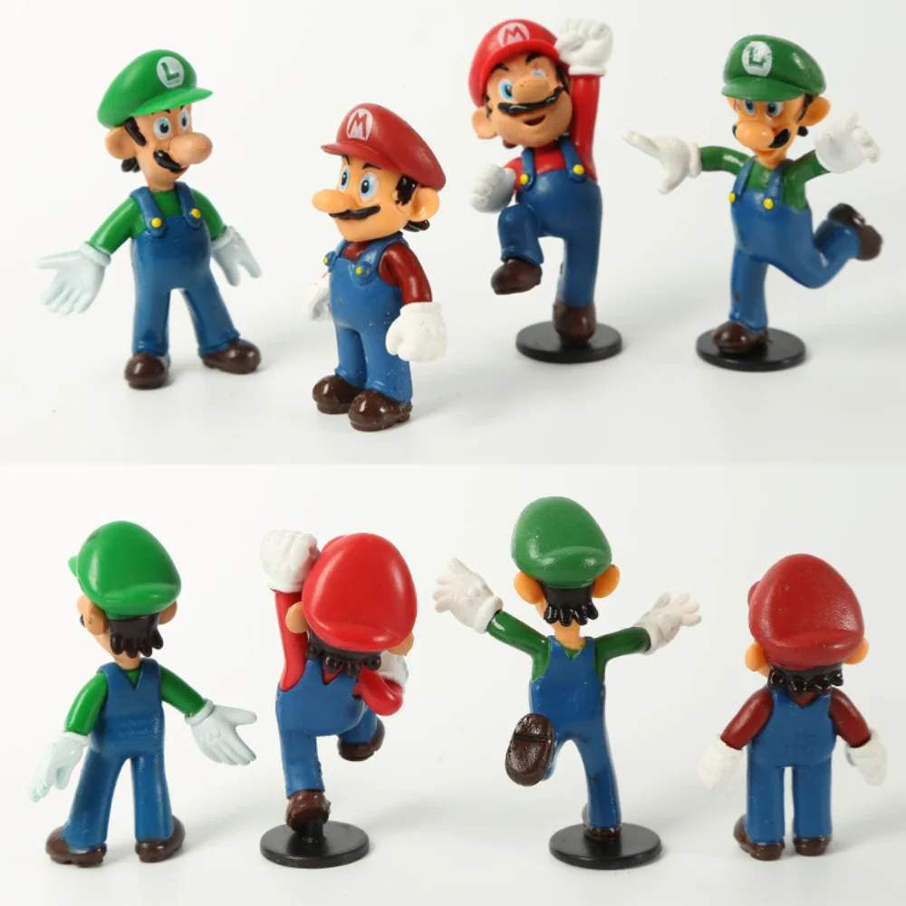 

12pcs Super Mario Bros Games Model Ornaments Luigi Yoshi Peach Princess Anime Figures Toy Car Bedroom Cartoon Ornament Kids Gift