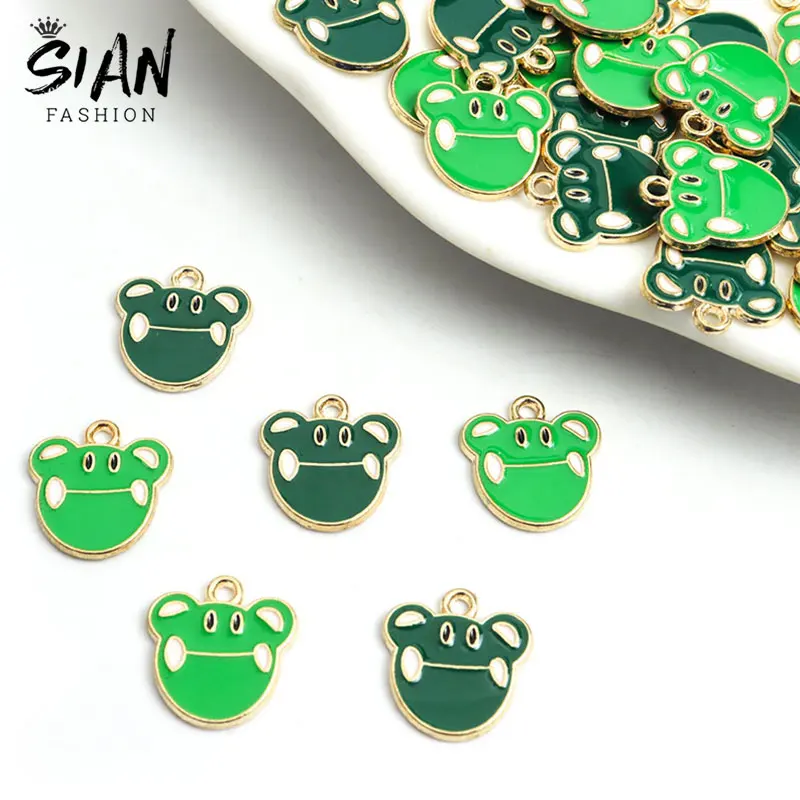 

10pcs Funny Enamel Frog Pendant Charms DIY Cartoon Cute Drop Oil Alloy Charms Handmade Accessories Jewelry Making Necklace Gift