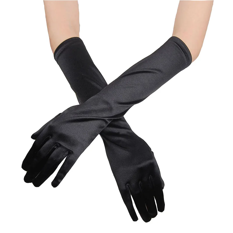 

Long Opera Party 20s Satin Full Finger Banquet Dancing Gloves Adult Size Elbow Length Prom Evening Gloves