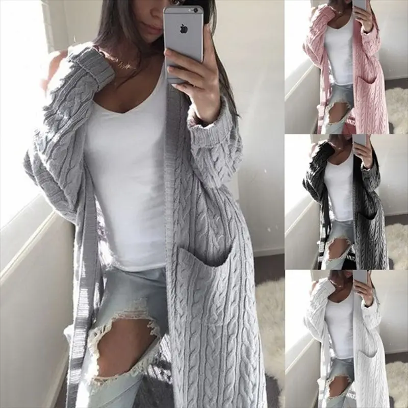 

Женский Длинный Кардиган с длинным рукавом, Размеры S M L XL