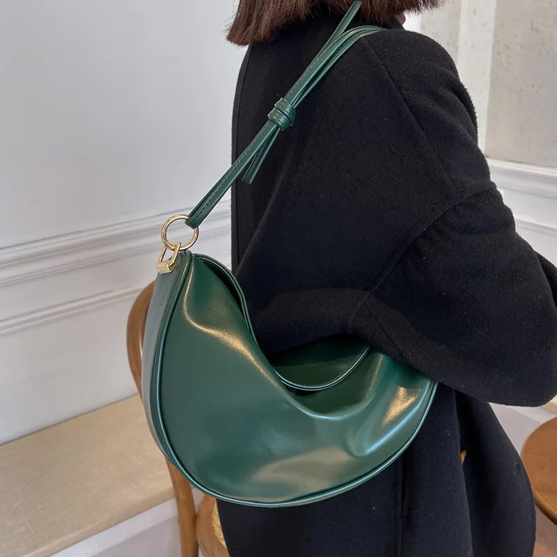 

OILWAX Fashion PU Leather Shoulder Bag For Women Capacity Crossbody Bag Simple Solid Color Dumpling Bag Travel Handbag Lady Tote