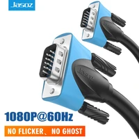 Jasoz 1080P VGA Cable Pin VGA Male Male Black Braided High Premium Shielding HDTV VGA Cable With Ferrite Core1M 10M 20m