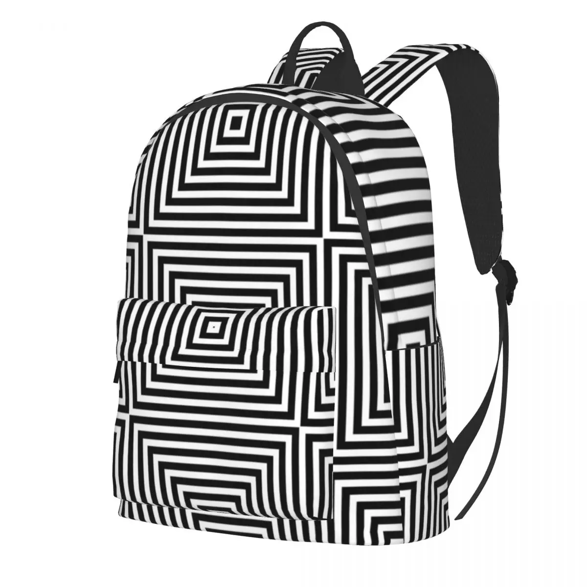 

Retro 70S Line Art Backpack Square Optical Illusion Aesthetic Backpacks Gril Travel Lightweight School Bags Design Rucksack