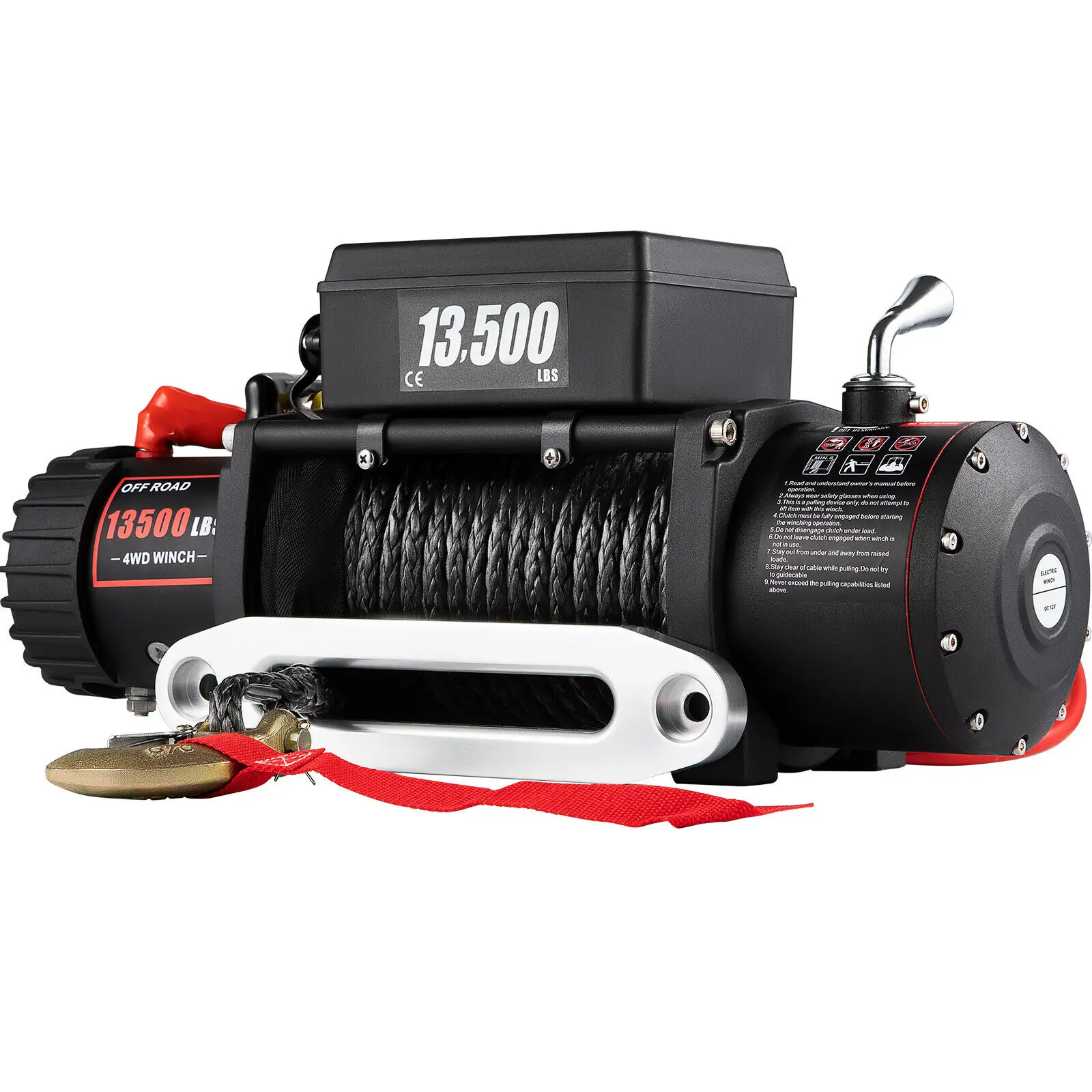 

VEVOR 13500LBS Electric Synthetic Rope Winch 12V Recovery Truck Roller Fairlead