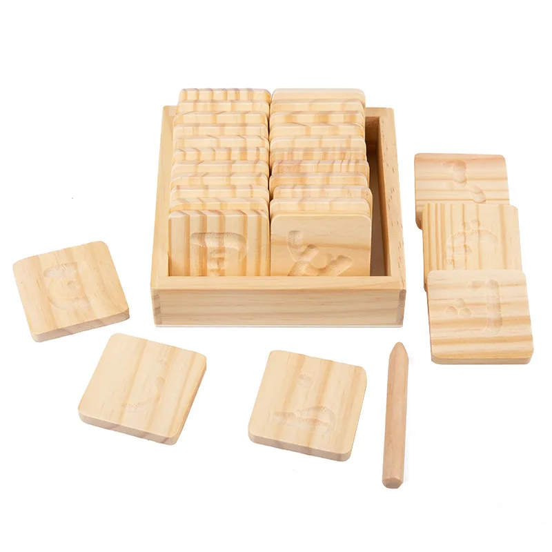 

Wooden Educational Toys For Kids Double-sided Grooved Calligraphy Board Learning English Alphabet Geometry Children Montessori