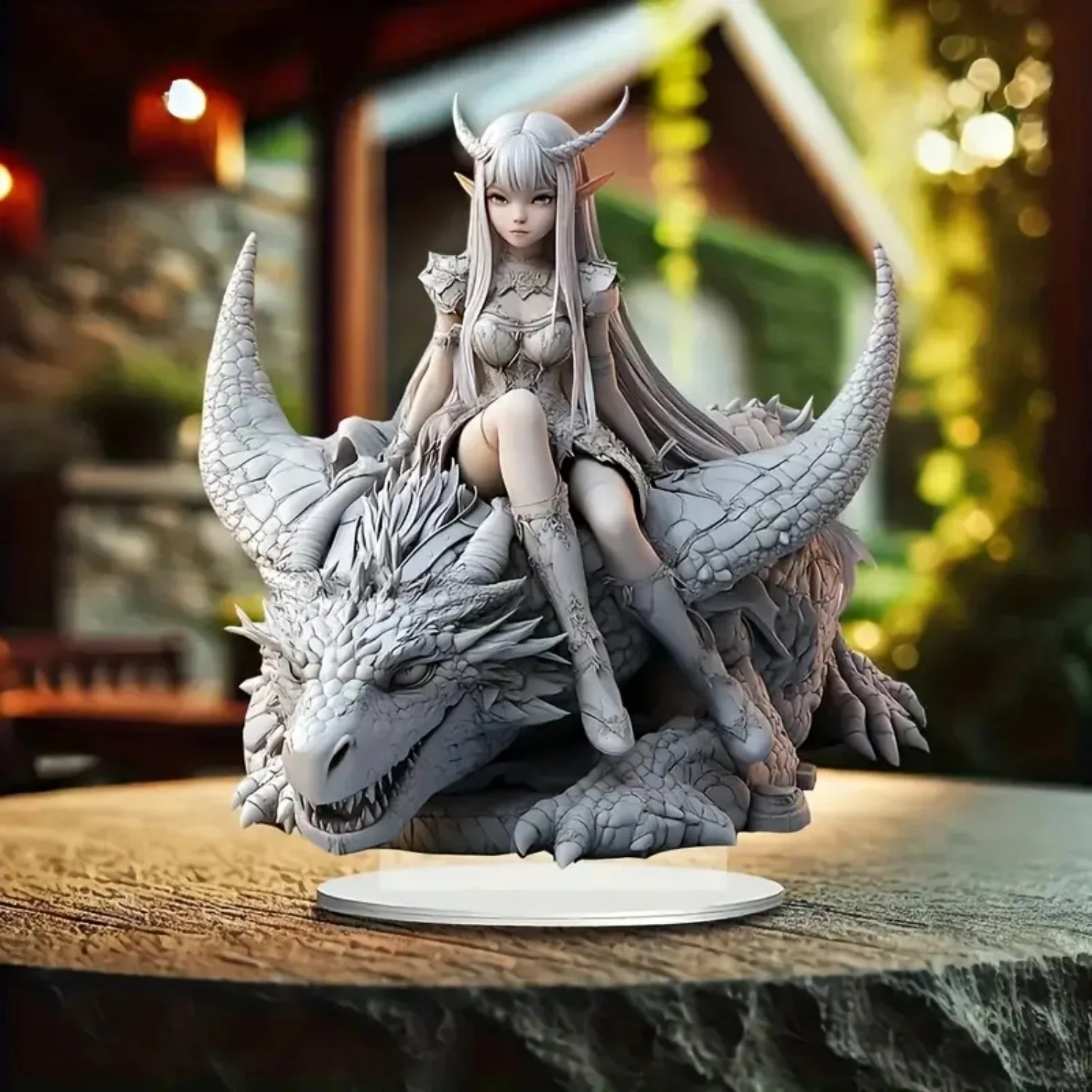 

Акриловая фигурка феи и белого дракона