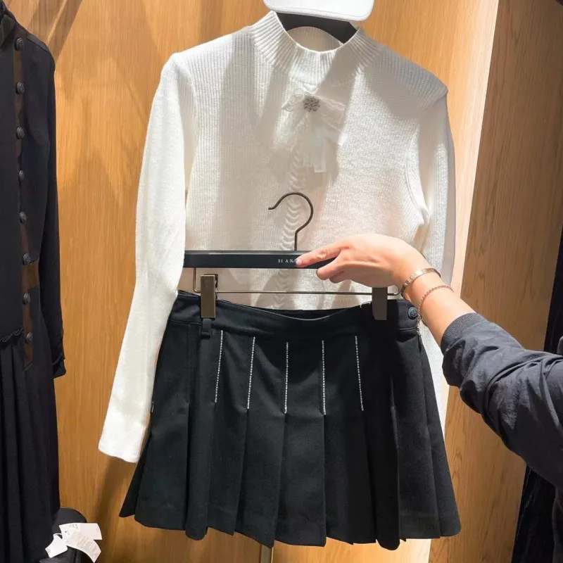 new golf skirt for women ladies golf wear bling crystal pleated elegance skirt with short pants inside all match golf skirt