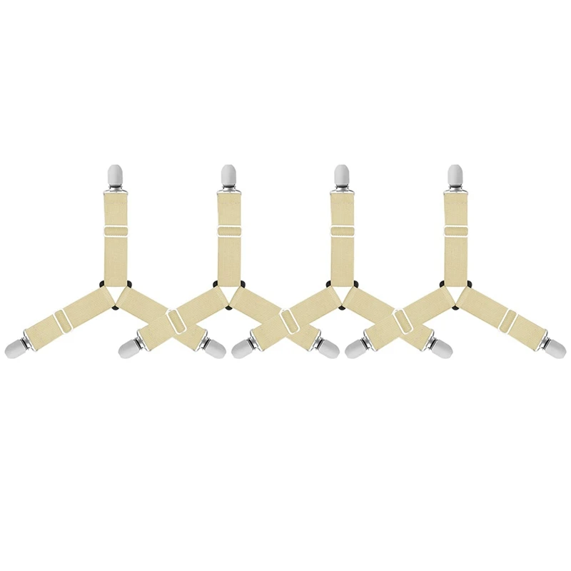 

Bed Sheet Holder Straps, 4 PCS Bed Sheet Fasteners Adjustable Triple-Cornered Suspender Mattress Corner Clips