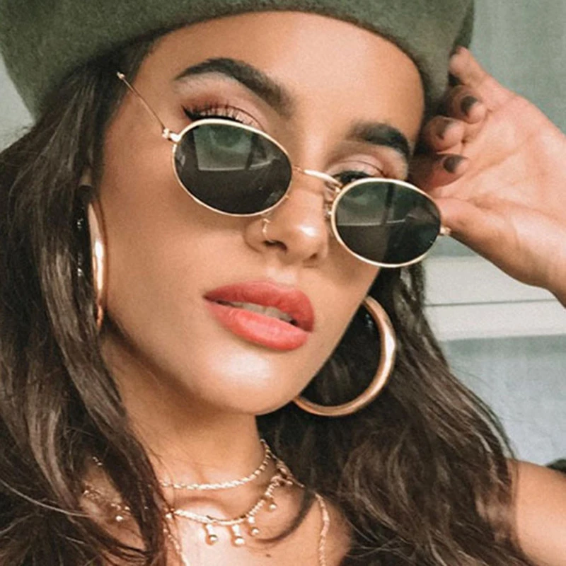 

Vintage Oval Style Sunglasses Woman Metal Frame Retro Sun Glasses Male Female Clear Mirror Small Round Gafas De Sol Para Hombre