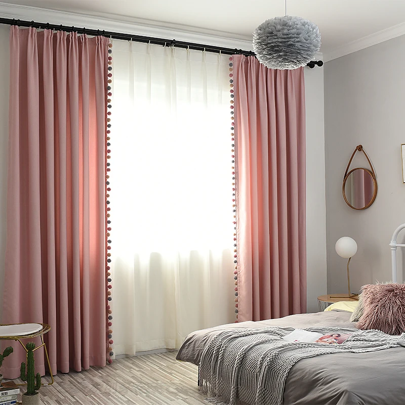 

Pink Blackout Curtains Living Room Cotton Linen Modern Curtains Girls Bedroom Blackout Curtains Custom Multicolor Pretty luxury