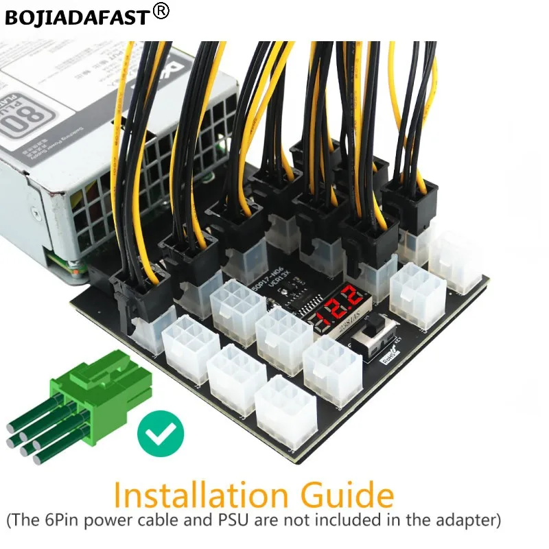 ATX 17 6Pin 6-Pin FemalevConnector Power Converter Breakout Board for 750W 1100W 1600W 2000W 2400W DELL Server PSU images - 6