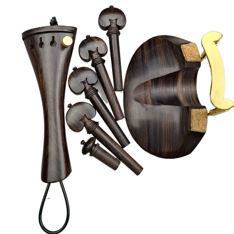 Nice Violin Parts Accessories Kits With Hardware,Middle Type Violin Chinrest Tailpiece,Pegs,Endpin enlarge