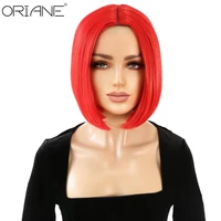 oriane synthetic bob straight lace wigs for women red color short lolita cosplay hair high temperature fiber 6 colors optional