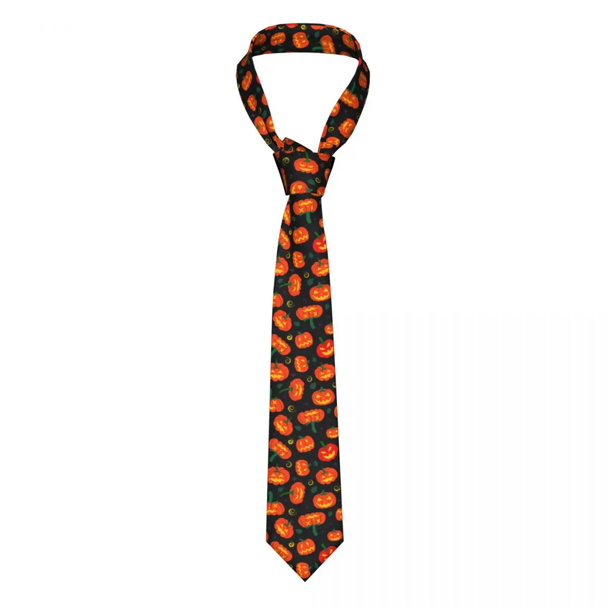 

Pumpkin With Autumn Fallen Leaves Necktie Unisex Casual Polyester 8 cm Classic Neck Tie for Mens Daily Wear Gravatas Office