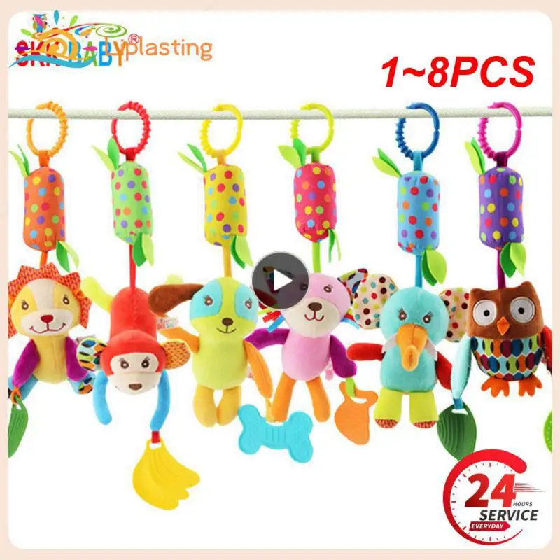 

1~8PCS Baby Rattles Mobiles Cartoon Animal Bell Toy Newborn Baby Rattle Hanging Plush Lovely 0-24 Months Teether Toys Christmas