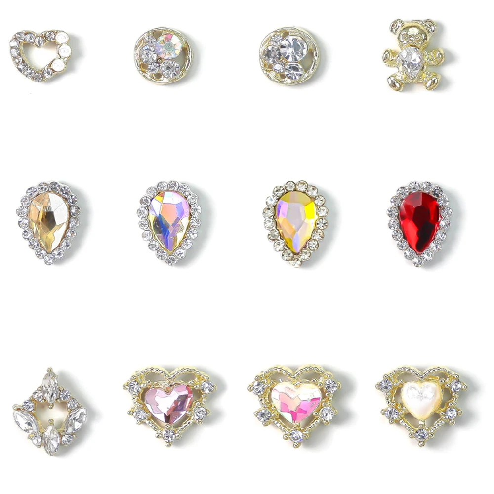 10 шт. Подвески Стразы из сплава кристаллов в форме сердца 3D мигающие ювелирные