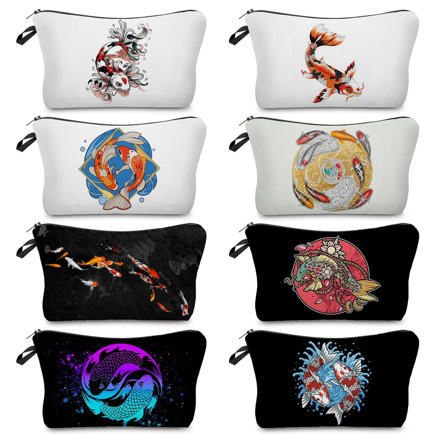 

Print Women's Cosmetic Bag Chinese Style Koi Carp Pouch Cosmetic Bags For School Teacher Appreciation Gifts Makeup Organizer
