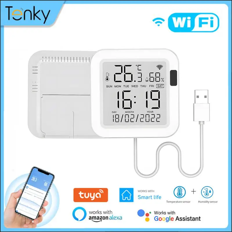 

CORUI Tuya Smart WIFI Temperature And Humidity Sensor Indoor Hygrometer Thermometer LCD Display Support Alexa Google Assistant