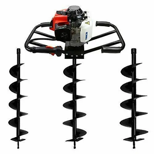 

AG63B Powerful 3HP 63CC Gasoline Earth Auger Powerful 2-Man Post Hole Digger Machine with 1 x 150mm 2 x 250mm Drill Bit