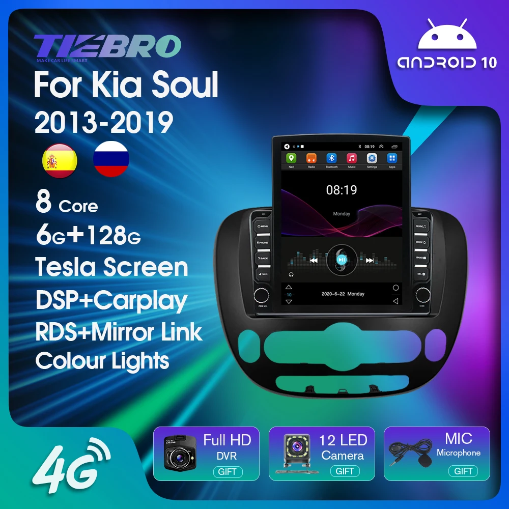 

TIEBRO Android10 Car Radio For Kia Soul 2013-2019 Tesla Screen Car Multimedia Bluetooth Player Autoradio GPS Navigation Carplay