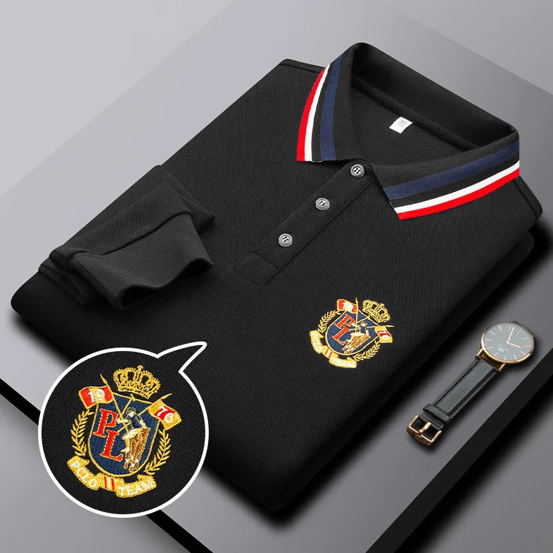 

High Quality Men's 2022 Autumn Winter New Polo for Men Embroidered Fit Long-sleeved Fashion Casual Business Man Polo Shirt 폴로 셔츠