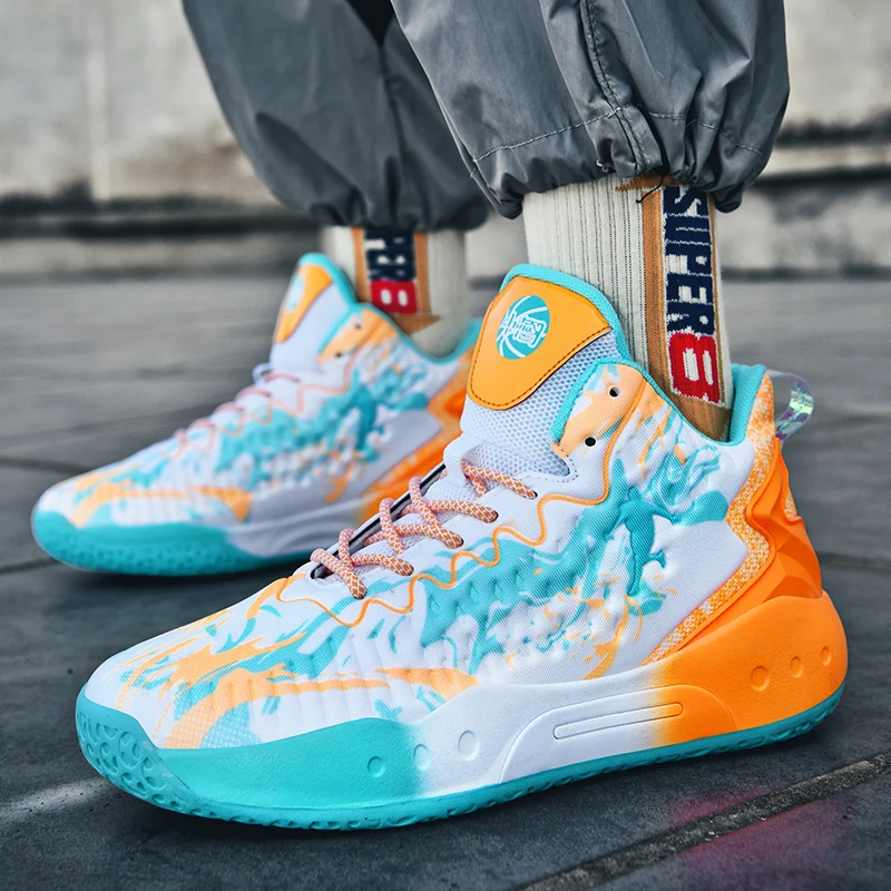 

Fashion Retro Basketball Shoes Men High Top Sports Shoes Cushioning Basketball Sneakers Athletic Mens Shoes Footwear Ankle Boots