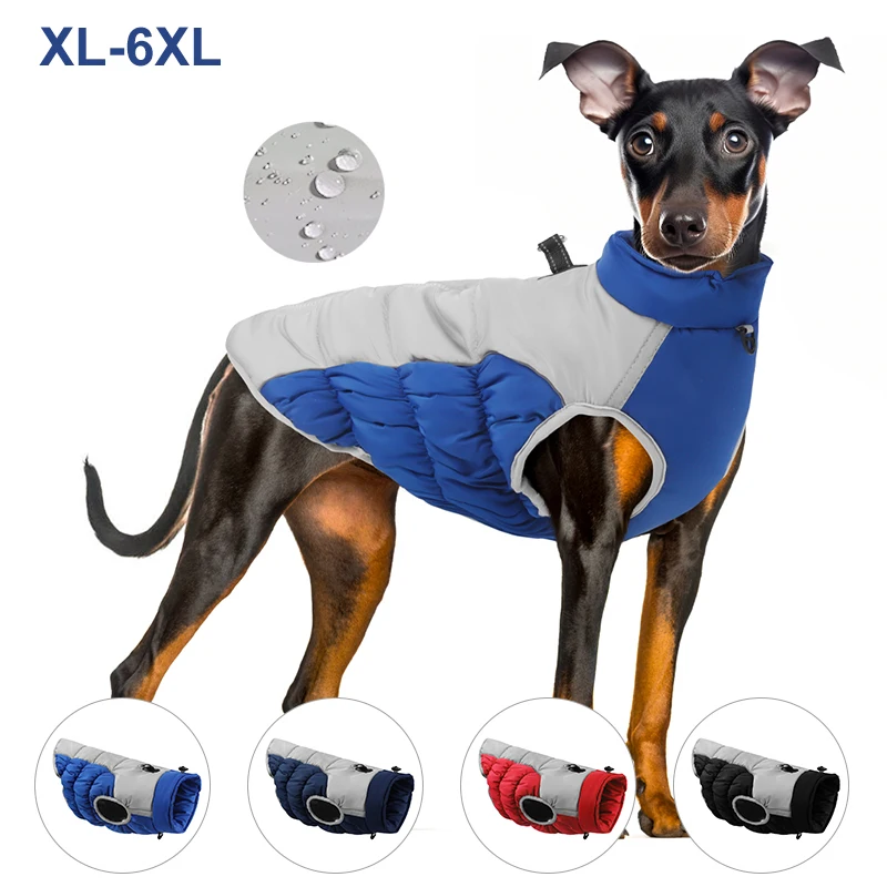 

Windproof Dog Clothes with Harness for Medium Large Dogs Winter Warm Thickening Pet Dog Vest Reflective Labrador Jacket Costume